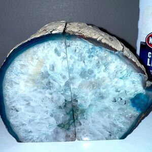 Authentic Blue Brazilian Agate Stone Bookends set of Two 6.5” tall